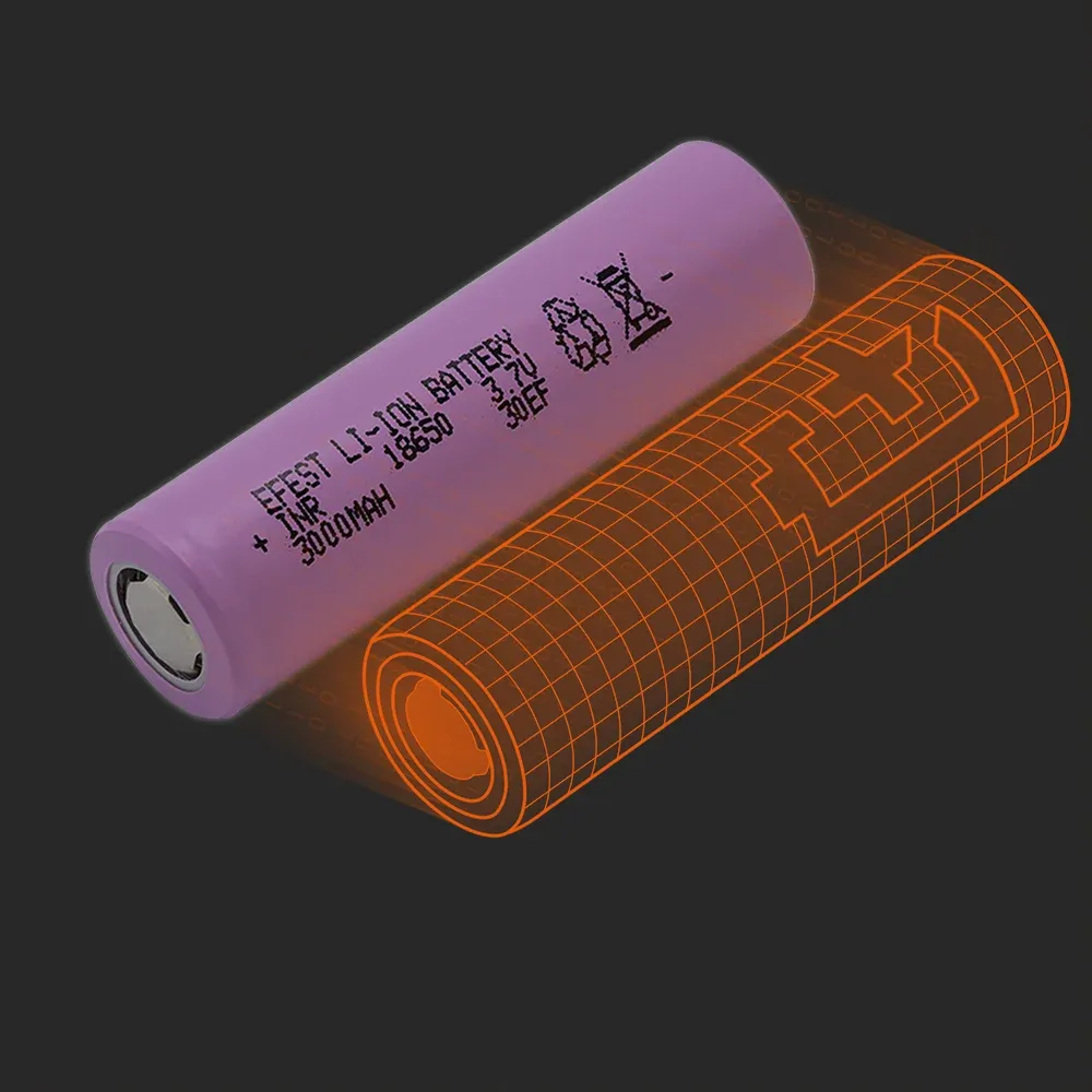 EFEST INR18650-30EF: the physical cell next to its Batemo model