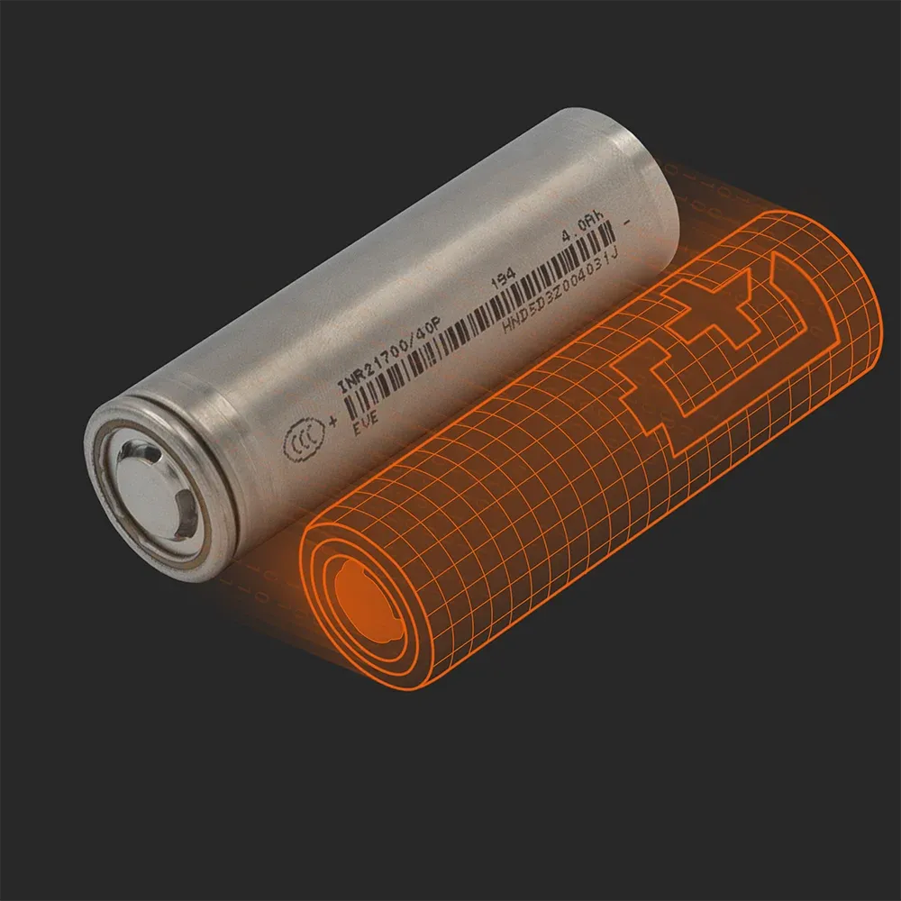 EVE Energy INR21700-40P: la celda física junto a su modelo Batemo