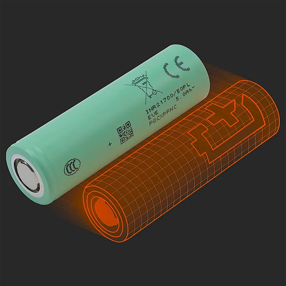 EVE Energy INR21700-50PL: die physische Zelle neben ihrem Batemo-Modell