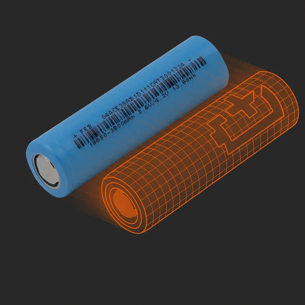 Far East Battery (FEB) 18650-3800mAh: la celda física junto a su modelo Batemo