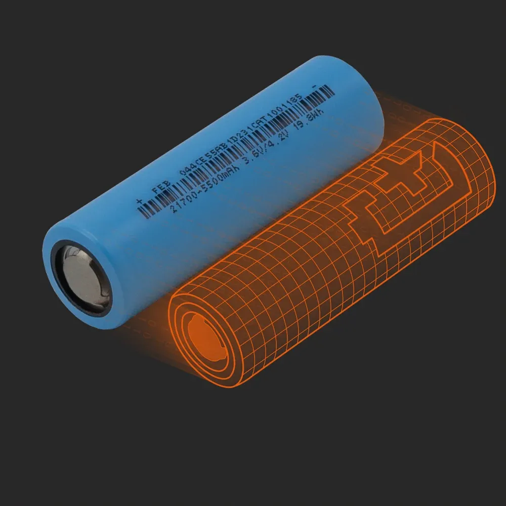 Far East Battery (FEB) 21700-5500mAh: die physische Zelle neben ihrem Batemo-Modell