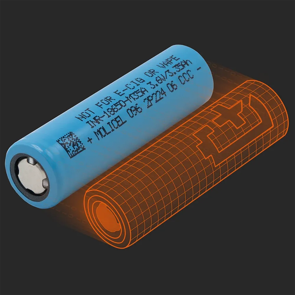 Molicel INR-18650-M35A(2): die physische Zelle neben ihrem Batemo-Modell