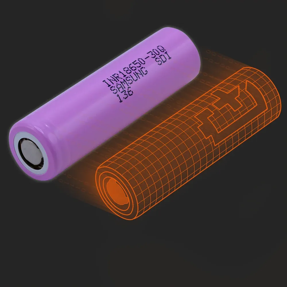 Samsung SDI INR18650-30Q: the physical cell next to its Batemo model