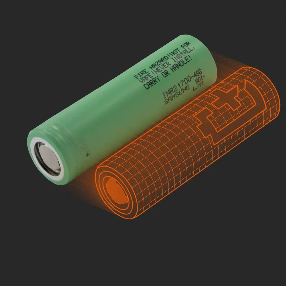 Samsung SDI INR21700-48G: the physical cell next to its Batemo model