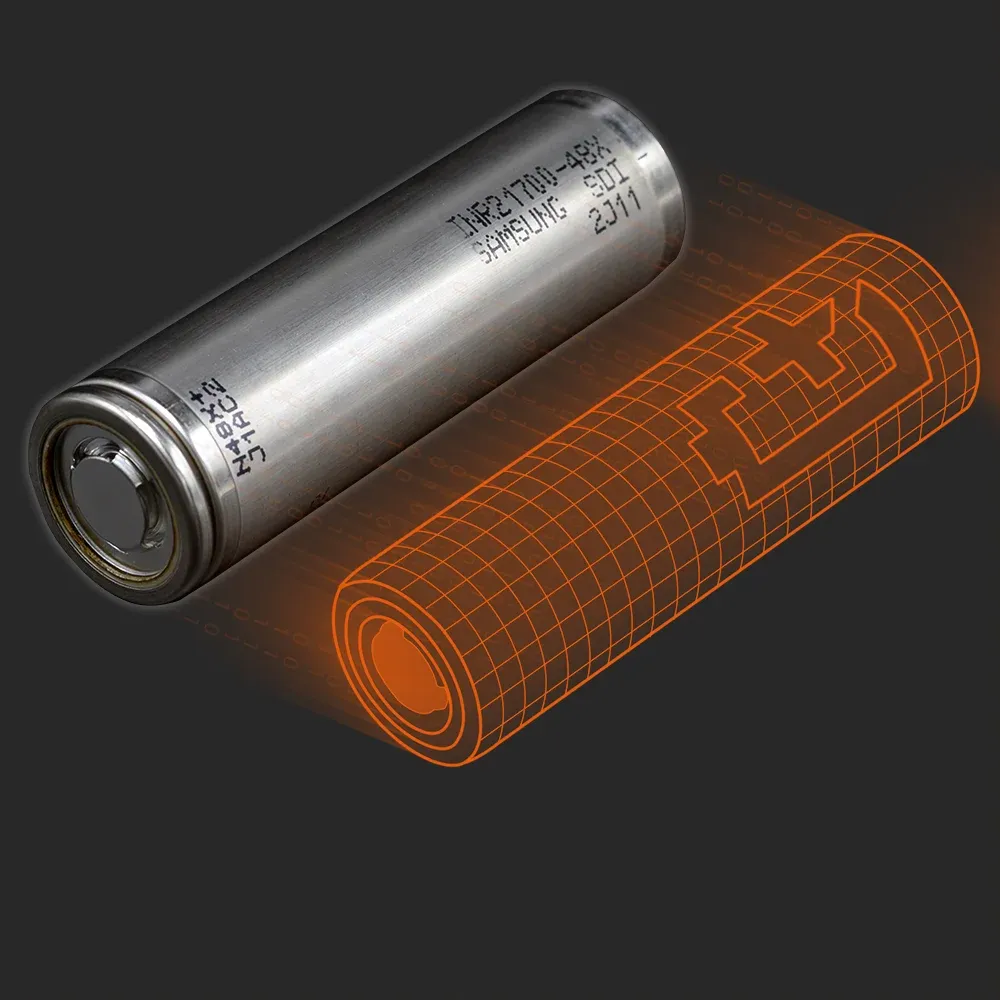 Samsung SDI INR21700-48X: the physical cell next to its Batemo model