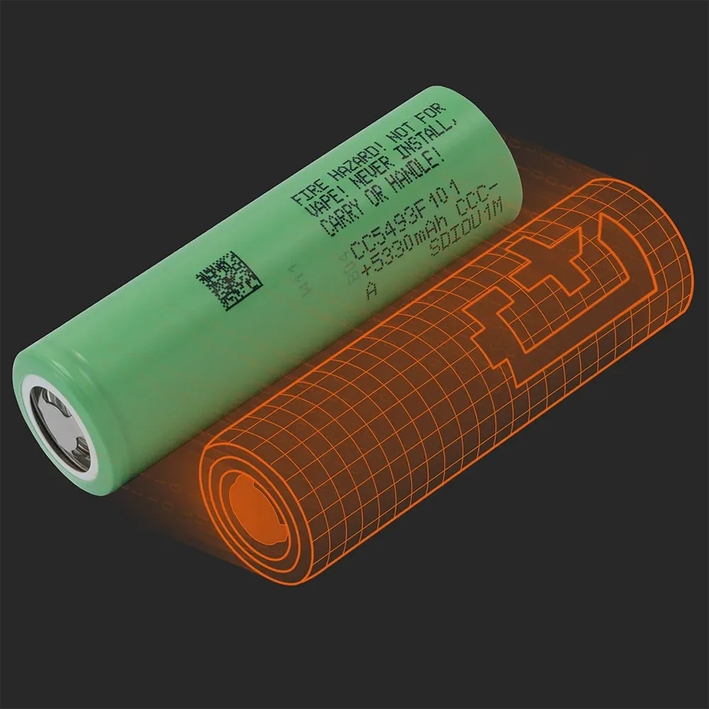 Samsung SDI INR21700-58E: the physical cell next to its Batemo model