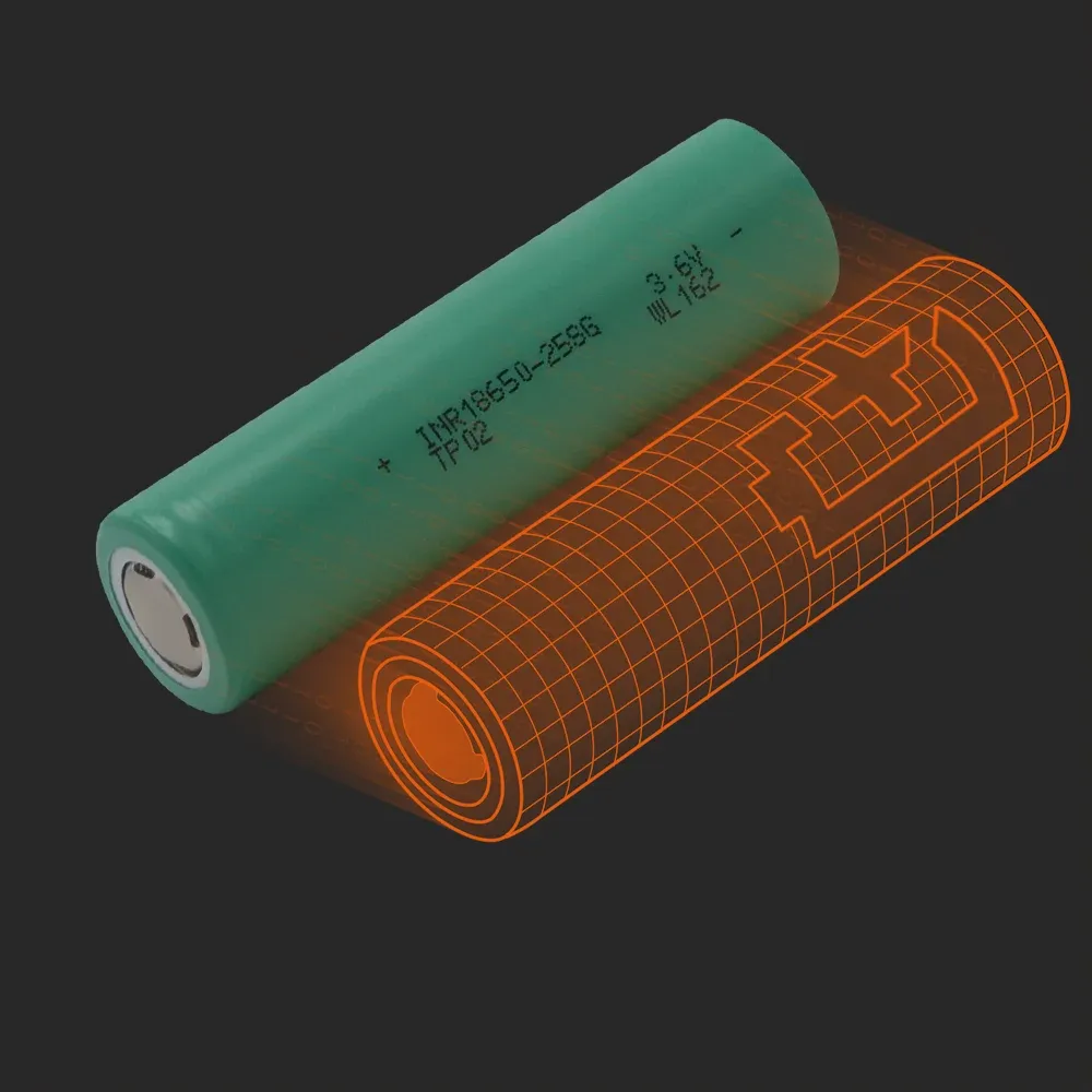TENPOWER INR18650-25SG: the physical cell next to its Batemo model