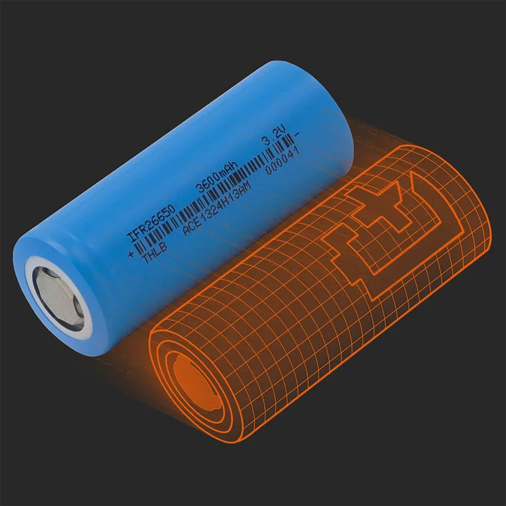 THLB IFR26650-3600mAh: the physical cell next to its Batemo model
